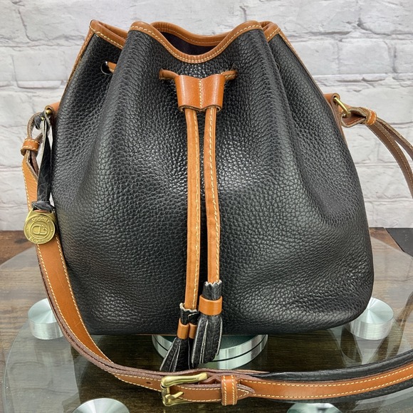 Dooney & Bourke Vintage 70's Black Drawstring Tassel Shoulder Bag